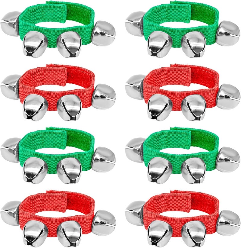 Jgalnim 8 PCS Christmas Wrist Bells, Wrist Band Jingle Bells Percussion Instruments Musical Rhythm Toys for Chrismtas Party Favors Decorations - Image 1